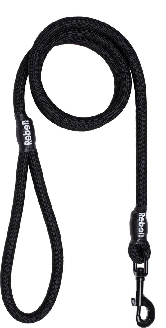 Rebel petz hondenriem - trainingslijn - zwart - l - 12 mm x 140 cm