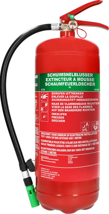 Alecto bs-6 brandblusser - schuimblusser 6 liter - brandklasse ab - inclusief ophangbeugel