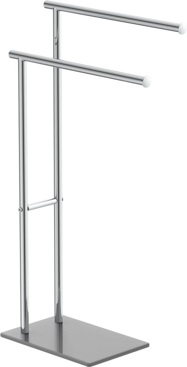 Eisl handdoekhouder - handdoekstang - staand - dubbel - chroom grijs