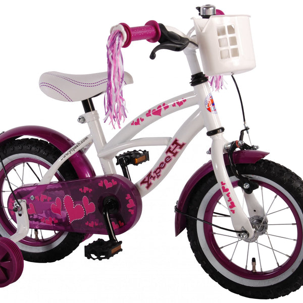 Volare Heart Cruiser Kinderfiets - Meisjes - 12 inch - Wit Paars