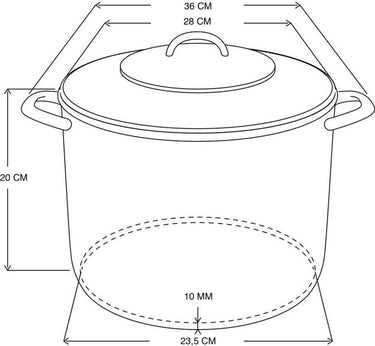 Deksi soeppan met glasdeksel 10liter ã˜26cm alle warmtebronnen
