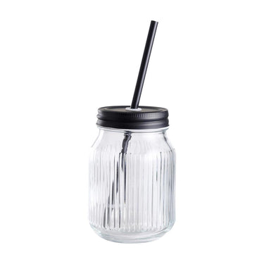 Drinkglas met deksel en rietje 450ml ã˜8,5x13cm