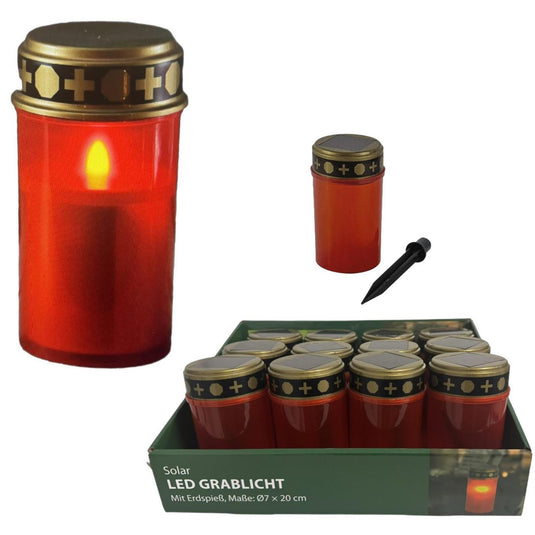 Graflicht led solar rood ø7xh20cm met grondsteker