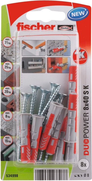 Fischer 534998 duopower 8 x 40 s k nv pluggenset 40 mm 8 mm 1 set(s)
