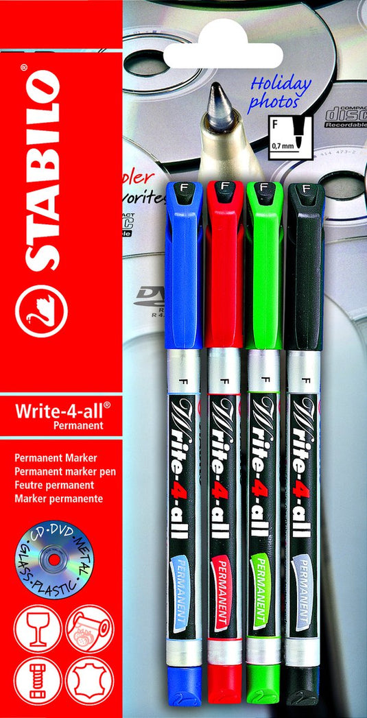 Stabilo write-4-all fijn (0,7mm) permanente marker - 4dlg.