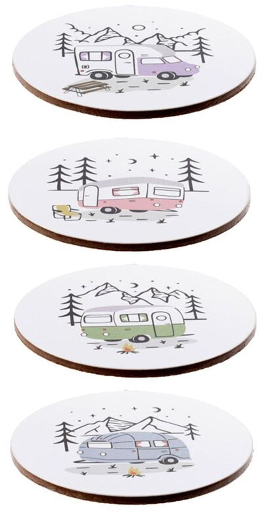 Puckator onderzetters - wildwood caravan - set 4 stuks - 10cm