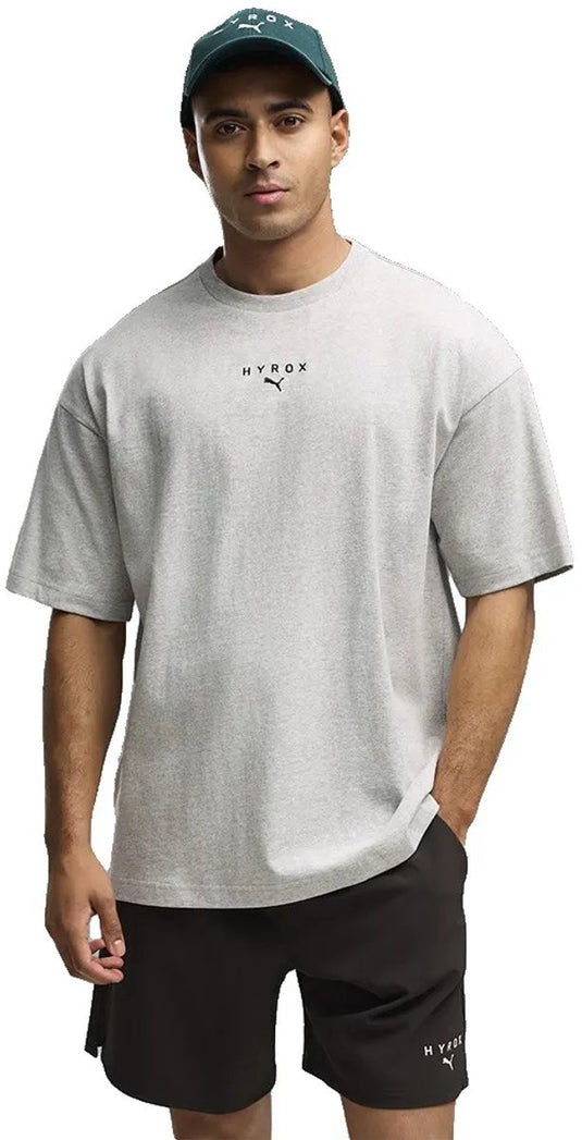 Puma x hyrox lifestyle t-shirt met korte mouwen grijs m man