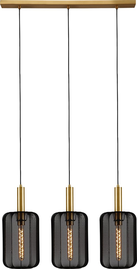 Lucide corina - hanglamp - 3xe27 - zwart - japandi