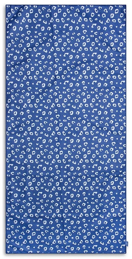 Swim essentials - strandlaken - 135 x 65 cm - handdoek - luipaardprint - sneldrogend microvezel - blauw