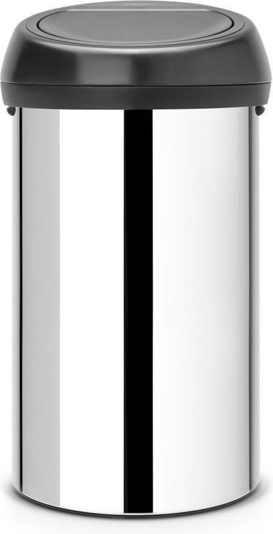 Brabantia touch bin prullenbak - 60 liter - brilliant steel matt black deksel