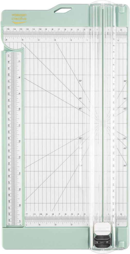 Vaessen creative papiersnijder - 30,5 x 15 cm - met uitschuifbare liniaal en rilfunctie - mint - papier snijden en vouwen
