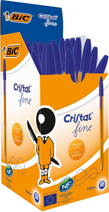 Bic balpen cristal fijn 0,3-0,5mm blauw luchtdoorlatende dop
