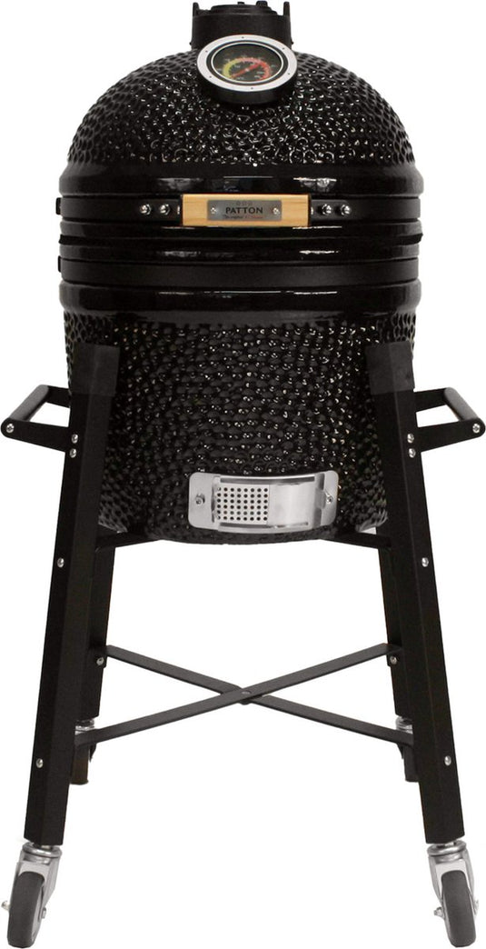 Patton premium kamado 15 met verrijdbaar onderstel - medium - ø33,5 cm - zwart