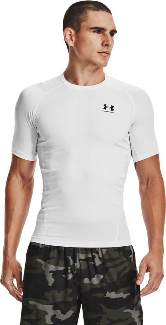 Under armour ua hg armour comp ss-wht heren sportshirt - wit - zwart