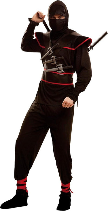 Mom funcompany ninja asassin kostuum volwassenen zwart rood - maat m-l