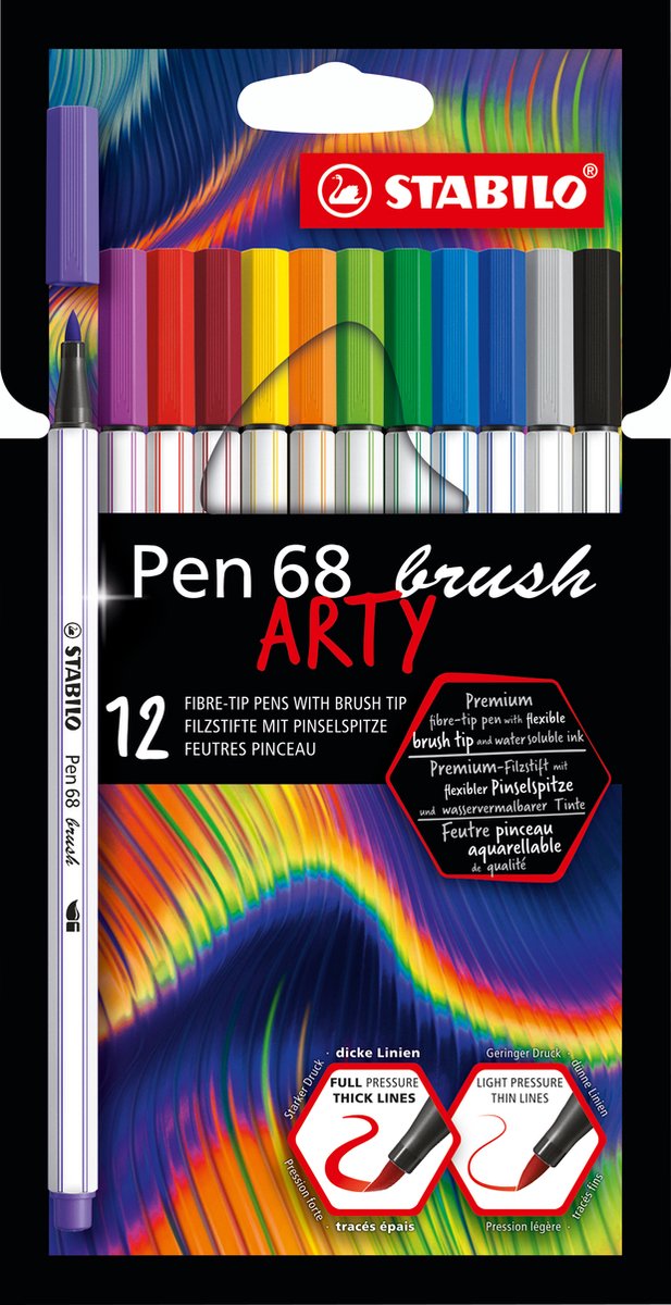 Afbeelding laden in galerijviewer, Stabilo pen 68 brush - viltstift - arty - set met 12 stuks
