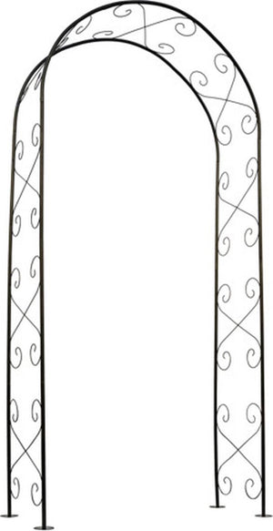 Nature - rozenboog - h230 x 100 x 37cm - decoratieve krullen - zwart - metaal