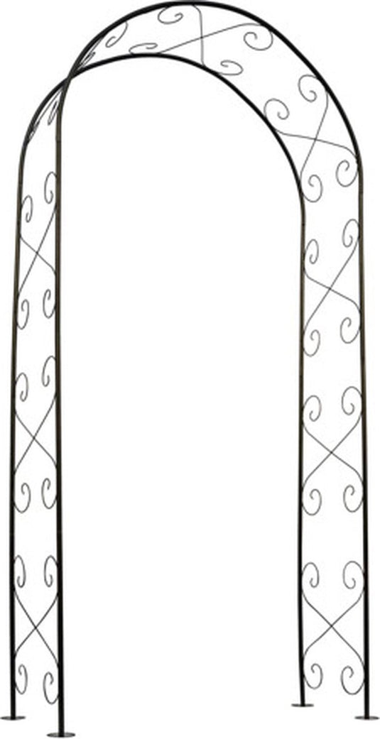 Nature - rozenboog - h230 x 100 x 37cm - decoratieve krullen - zwart - metaal