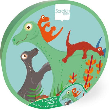 Scratch contour puzzel - dino - 39x19cm - 30 stukjes - 3 jaar