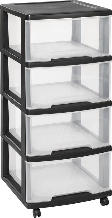 Curver essentials ladesysteem - 4x20 liter - zwart - met wielen