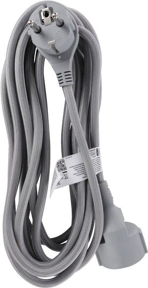 Q-link verlengsnoer - randaarde - plat - 3 x 1.5 mmâ² - 5 m - textiel - zilver