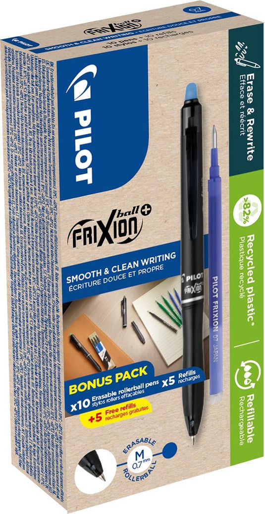 Pilot rollerballpen frixion ball plus 2262703g10m blauw 0,4 mm medium
