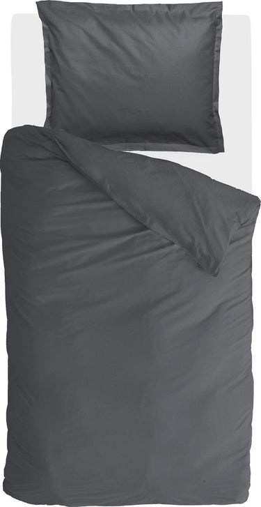 Walra dekbedovertrek vintage satin - 140x220 - 100% katoen - antraciet