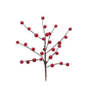 Decoris kunsttak met bessen rood 3x15x26cm