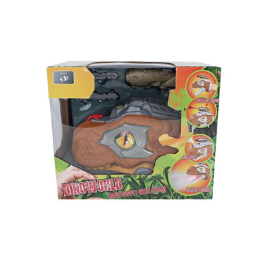 Dinoworld dinosaurus handpop met stoom licht en geluid 17cm