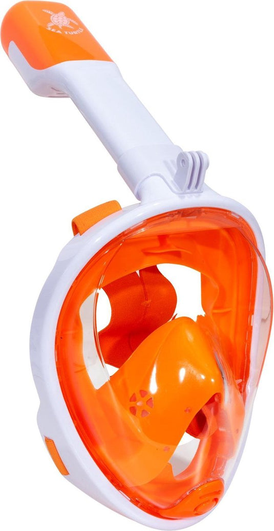 Sea turtle snorkelmasker - snorkel - duikbril - snorkelset - full face masker - volwassenen - wit oranje - s m