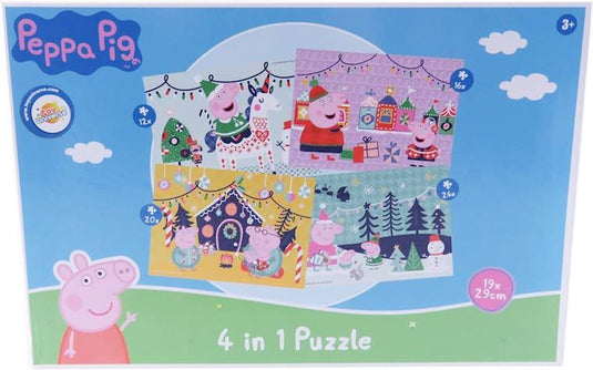 Van der doelen peppa pig - 4 in 1 kerstpuzzel - 12 tot 24 stukjes
