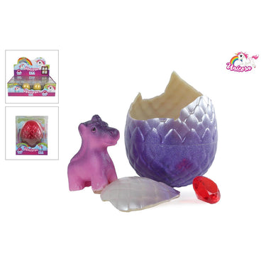 Unicorn ei met groeiende eenhoorn en diamant 8cm 6 assorti