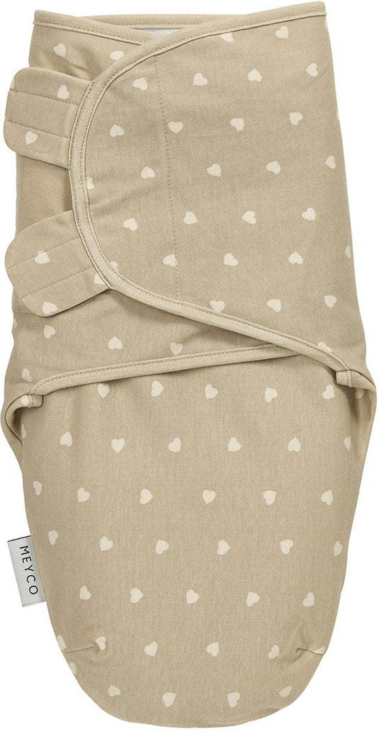 Meyco baby sweet heart swaddle inbakerdoek - sand soft sand - 0-3 maanden - 1.0 tog