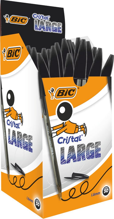 Bic cristal large - 0,42 mm zwart - 50 stuks