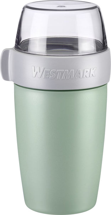 Westmark mueslibeker lunchpot, met 2 lekvrije compartimenten: 200 ml + 500 ml, kunststof, natuurlijk bpa-vrij, muntgroen grijs helder, 5285226m