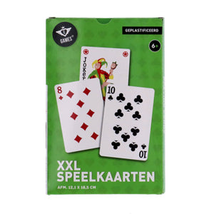Longfield xxl speelkaarten 12,1 x 18,5 cm – geplastificeerd papieren kaartspel (54 kaarten) – extra groot kaartspel voor gezelschapsspellen familiespel – engelhart