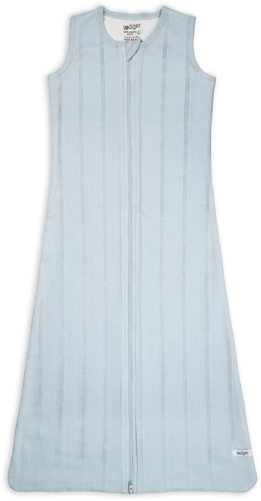 Lodger slaapzak zomer baby 80cm - veilige aansluiting bij nek en armen - 0.5 tog - 100% biologisch katoen - pointelle - blauw - zomerslaapzak