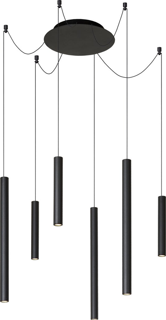 Lucide lorenz - hanglamp - ø 120 cm - led dimbaar - 6x4w 3000k - zwart