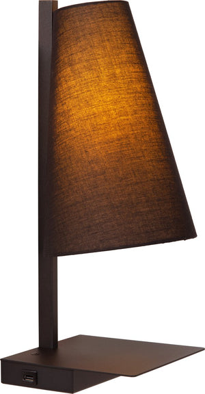 Lucide gregory - bedlamp wandlamp - 1xe27 - met usb oplaadpunt - zwart
