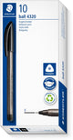 Staedtler ball 4320 - driekantige balpen - zwart - fijn - doos met 10 stuks