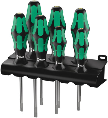 Wera 367 7 torx hf-schroevendraaierset kraftform plus + rek (zwart groen, 7-delig)