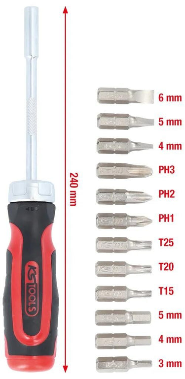 Ks tools schroevendraaier set 12 in 1 ratchets-bit-screwdr. 12 in 1
