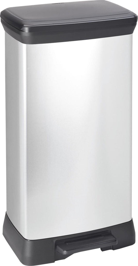 Curver decobin prullenbak - 50l - 39x29x72 cm - zilver metallic