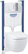 Grohe solido 5-in-1 wc-pack - inclusief solido inbouwframe en fresh - met euro ceramic wandtoilet skate cosmopolitan bedieningsplaat (chroom)