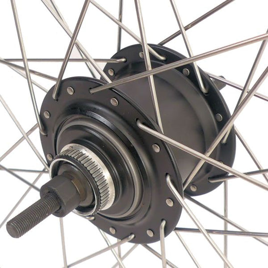 Shimano achterwiel 28 inch nexus 8 naaf (zwart) - zac19 velg (zwart) met rvs spaken - voor schijfrem