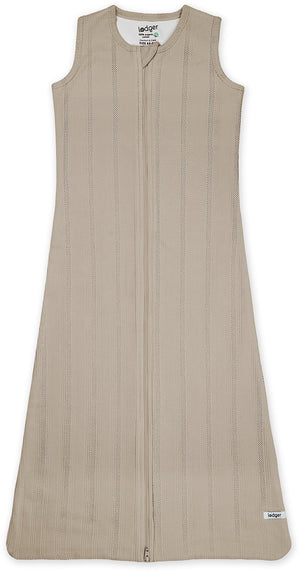Lodger newborn slaapzak zomer 62cm - veilige aansluiting bij nek en armen - 0.5 tog - 100% biologisch katoen - pointelle - beige - zomerslaapzak