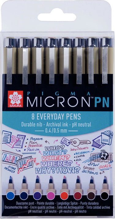 Sakura pigma micron pn-set 8 verschillende kleuren