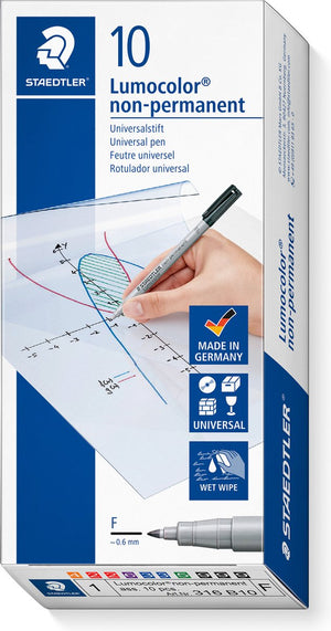 Staedtler lumocolor f non-permanent - kartonnen etui 10 st 6 kleuren