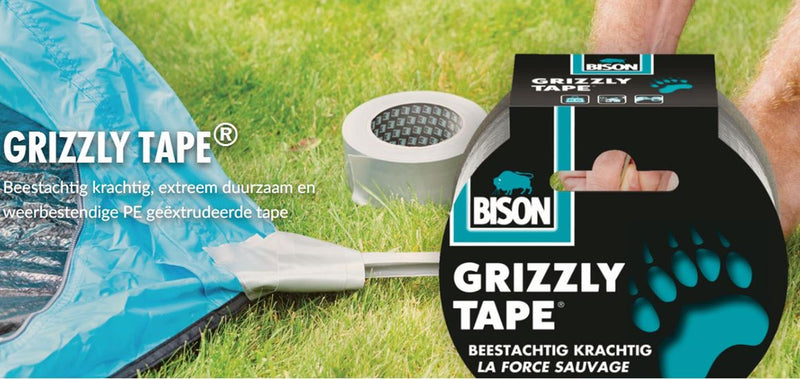 Load image into Gallery viewer, Bison grizzly tape zilver rol 10mx5cm
