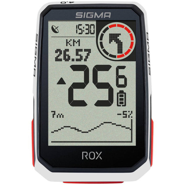 Sigma - rox 4.0 gps fietscomputer inclusief hartslagband + top mount computerhouder wit